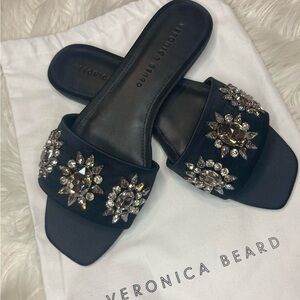 Veronica Beard Black Embellished Sandals